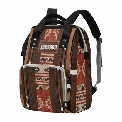 Newcos Personalized Diaper Bag with Name, Custom Mommy Diaper Bags for New Mom Baby, Customized Babys Backpack Nursing Bags with Water Bottle Tote Bag for Wife Women Men Newborn Mom Travel Brown - color: Patten 14