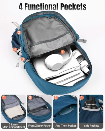 35L Foldable Hiking Backpack for Men Women, Large Packable Lightweight Outdoor Daypack with Chest Strap, Waterproof Rucksack Backpacks for Travel Hiking Camping Trekking Mountaineer, Blue - color: Blue