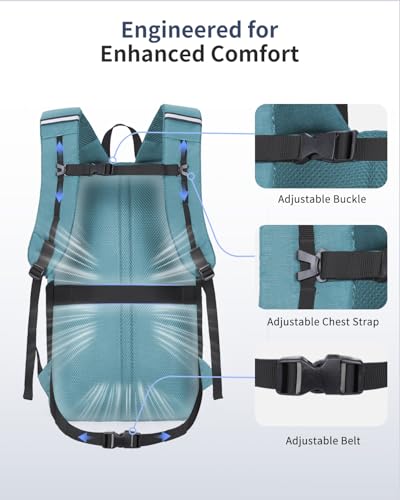 ECOHUB Hiking Backpack 30L Travel Backpack Lightweight Casual Daypack Water Resistant Camping Bag Outdoor Sports Back pack for Men Women - color: Green