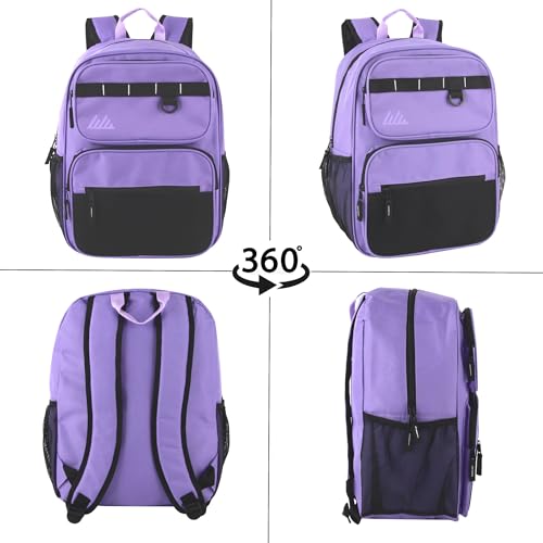 Summit Ridge Travel Backpack for Men and Women, Spacious Work Daypack with Water Bottle Pockets (Purple) - color: Purple
