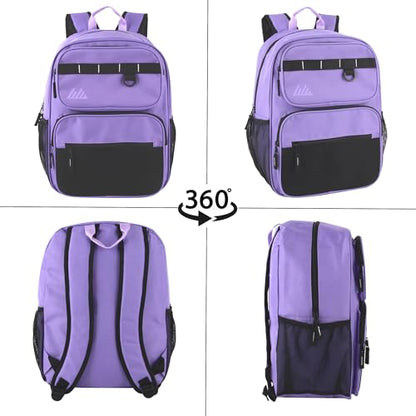 Summit Ridge Travel Backpack for Men and Women, Spacious Work Daypack with Water Bottle Pockets (Purple) - color: Purple