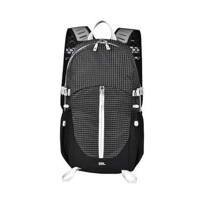 25L Hiking Backpack with Hydration Compartment Water Resistant Outdoor Daypack with Rain Cover Breathable Back System for Outdoor Travel Camping Daily Use Black - color: Black