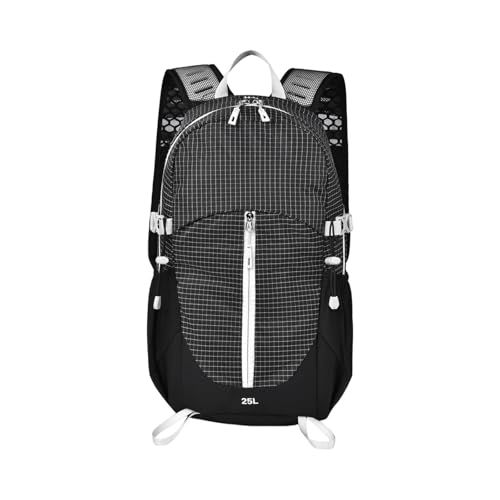 25L Hiking Backpack with Hydration Compartment Water Resistant Outdoor Daypack with Rain Cover Breathable Back System for Outdoor Travel Camping Daily Use Black - color: Black