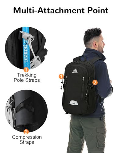 20L Small Reflective Hiking Backpack with Padded Straps for Men, Lightweight Outdoor Daypack, Black - color: Black