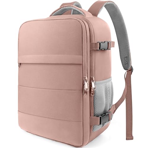 HOTOR Travel Backpack - Flight Approved Travel Bag for Men and Women, Carry on Luggage for 15.6" Laptop and Travel Essentials for Work, Business, Weekender, College 11.8"x7.9"x17.3" (Pink) - color: Pink, size: Medium