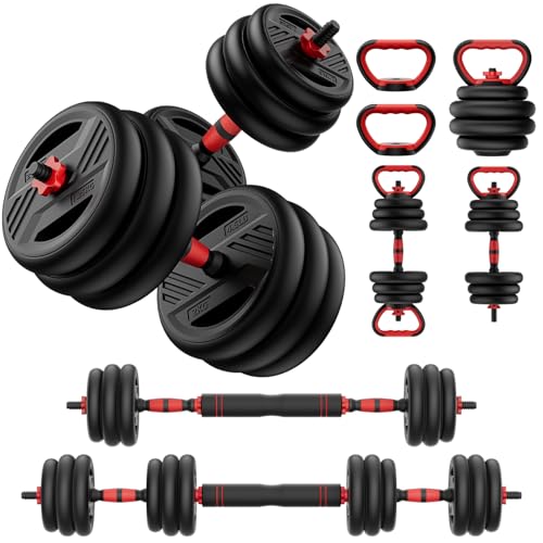Adjustable Dumbbell Set, 20/30/45/70/90lbs Free Weight Set With Double Locknut, 5-in-1 Dumbbells Set Includes Barbell, Kettlebells, Push up Stand, Weight Plate, Fitness Exercise for Home Gym Suitable Men/Women - style: 45LB(22.5LB Pair)