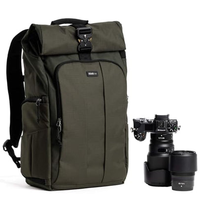 Think Tank FocusPoint 30L RollTop Camera Backpack - Greenway: Expandable Travel & Camera Backpack with Laptop Sleeve, Quick Side and Back Access, Rain Cover – Versatile Photography & Travel Bag - color: Greenway, size: 30 Liters