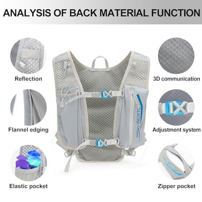 INOXTO Running Hydration Vest Backpack,Lightweight Insulated Pack with 1.5L Water Bladder Bag Daypack for Hiking Trail Running Cycling Race Marathon for Women Men