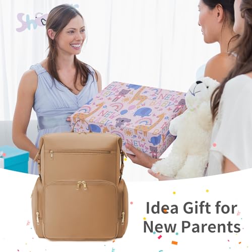 CEI-CEI Neoprene Diaper Bag Backpack Large Newborn Baby Maternity Bags Waterproof Travel Backpack for Mom Dad with Insulated Pockets,Changing Pad - color: Brown
