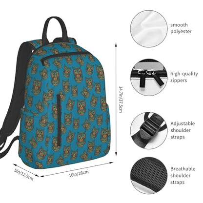 Anti Scratch Polyester Backpack Owl Print Boho Ethnic, Smooth Surface Multipurpose Travel Pack for All Weather Daily Use Unisex - color: Picture (824)