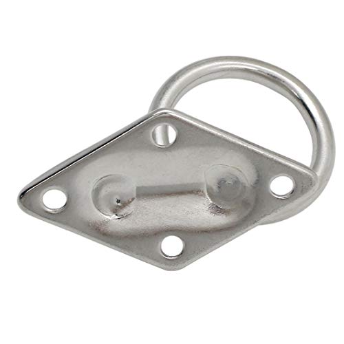 4Pcs M5 Diamond Pad Eye Plate with Ring Hook, Ceiling Hooks Wall Mount Bracket, Heavy Duty Stainless Steel Anchor Mount for Yoga Swings Hammocks/Boat Rigging/Suspension Training Straps - size: M5 (Diamond Pad Eye)