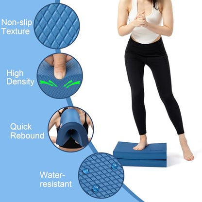 StrongTek Professional Foam Exercise Balance Pad - 15.8" x 13" x 2", High-Density TPE Foam Knee Pad, Non-Slip & Water-Resistant, for Balance Training, Physical Therapy, Yoga, and More - color: Blue-Set of 2