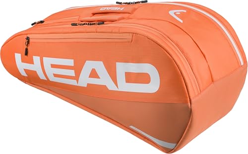 HEAD Tour Racquet Bag M (6R) Tennis Bag - Holds Up to 6 Racquets, CCT+ Climate Control Technology, 2 Main Compartments, Shoe Pocket & Backpack Carry System | 6 Racquet Capacity - color: Orange