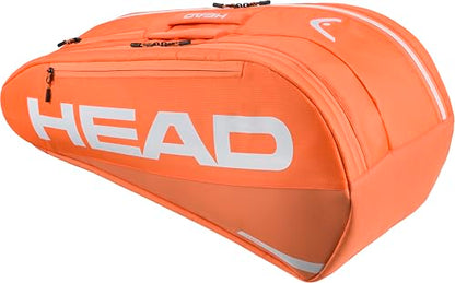 HEAD Tour Racquet Bag M (6R) Tennis Bag - Holds Up to 6 Racquets, CCT+ Climate Control Technology, 2 Main Compartments, Shoe Pocket & Backpack Carry System | 6 Racquet Capacity - color: Orange
