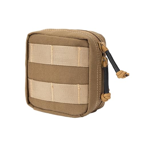 Small MED Kits Holder Duty Belt Gloves Pouch MOLLE Tactical Vest Nasal Spray Case Compact IFAK Carrier Backpack Wallet Cards Knife Gadgets Mini EDC Organizer Bag w/Removeable Clear ID Pocket - color: Coyote Brown