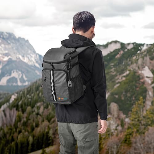 SUN CUBE Cooler Backpack 33 Can, Leakproof Insulated Backpack Cooler for Men Women, Camping Cooler Backpack for Beach Travel Hiking, Waterproof Lunch Backpack - color: Grey