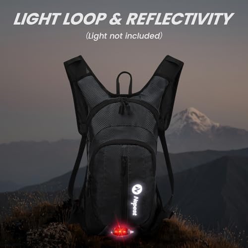 Nepest Hydration Pack Backpack for Women & Men, Lightweight Water Backpack with 2L Water Bladder for Hiking Cycling Running Biking - color: Black