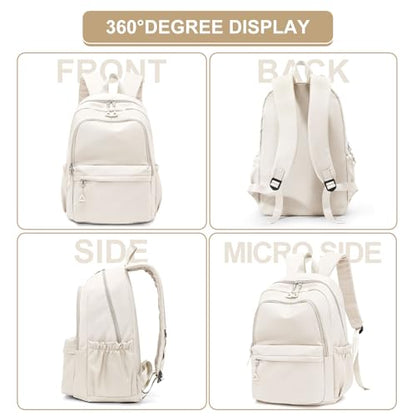 Casual Laptop Backpack for Women Men College Bookbag Waterproof Lightweight School Bag 15.6inch Laptop Daypack Large Capacity School Backpack for Teens Boys Girls (beige) - color: Beige