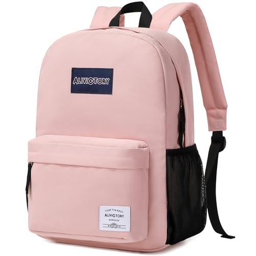 AO ALI VICTORY Backpack for Women Men 17 Inch Laptop Back Pack Large College Bookbag Kids Elementary Middle High School Bag for Girls Boys Teens Students Travel Work Backpacks Casual Daypack Pink - color: Pink