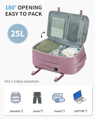 ECOHUB Travel Backpack Airlines Approved Personal Item Bag Carry On Backpack - color: Pink-2, size: 17 inch underseat