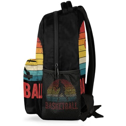 School Backpack Travel Bag for Women & Men - Basketball Lightweight Boys Girls Bookbag Daypack Fits 15.6 Inch Laptop for College Students, Middle High School, Teens