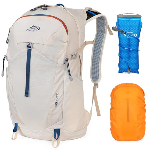 IX INOXTO Hiking Hydration Backpack with 2L/3L Water Bladder for Women and Men18L/25L Water Backpack for Hiking, Cycling, Climbing, Camping - style: Off-white-3L Water Bladder