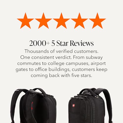 SWISSGEAR Cecil Laptop Backpack, Fits Most 16-Inch Laptops, Three-Compartment Design, Airflow Back Panel, Black, 27.3L, 18-Inch - color: Black