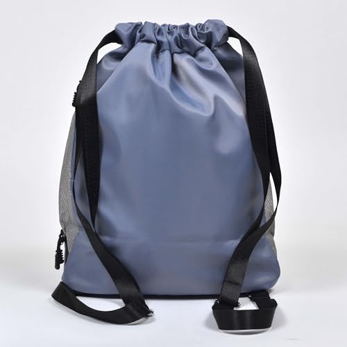 Nupouch Drawstring Backpack: Lightweight, Water-Resistant, Reflective Gym Bag w/Shoe Compartment for Travel, Hiking, Sports - color: Light Blue