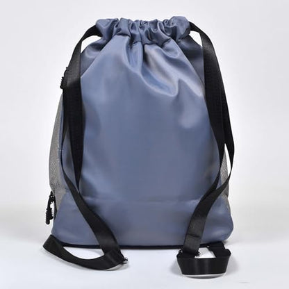 Nupouch Drawstring Backpack: Lightweight, Water-Resistant, Reflective Gym Bag w/Shoe Compartment for Travel, Hiking, Sports - color: Light Blue