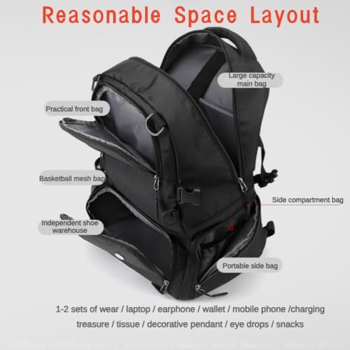 Soccer Bags with Ball Holder and Shoe Compartment Soccer Backpack with Reflective Strips Large Basketball Backpack - color: Black