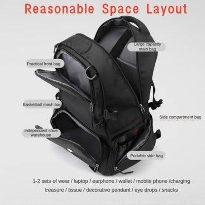 Soccer Bags with Ball Holder and Shoe Compartment Soccer Backpack with Reflective Strips Large Basketball Backpack - color: Black