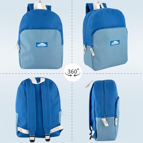 Trail maker 15 Inch Backpack for Kids, Preschool, Elementary & Middle School Students – Spacious Bookbag with Large Front Pocket, Adjustable Straps, Fits up to 13 Inch Laptop (Blue) - color: Blue