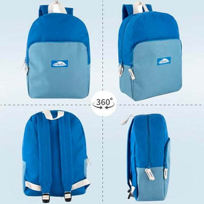 Trail maker 15 Inch Backpack for Kids, Preschool, Elementary & Middle School Students – Spacious Bookbag with Large Front Pocket, Adjustable Straps, Fits up to 13 Inch Laptop (Blue) - color: Blue