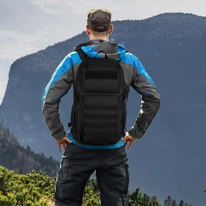 HUNTVP Tactical Backpack Military MOLLE Backpack Hunting Rucksack Gear Assault Pack 25L WR（Black） - color: Black-25l, size: 25L