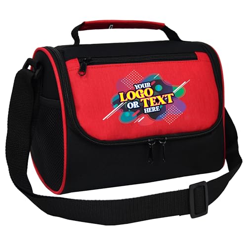Custom Soft Cooler Bag - Personalize Your Insulated Bag | for Corporate Events or Gifts - Leak Proof Customizable Small Portable Lunch Cooler Bag Holds 8 Beer Cans - 9.5 x 7.5 x 6.5 - color: Red, size: 1 Pack