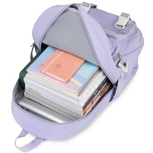 Laptop Backpack for Women College High Schoolbag Big Students Bookbags Large Multi pocket Travel Daypack Casual (Purple) - color: Purple