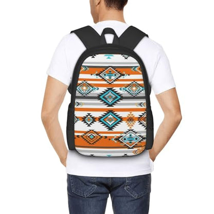 Lightweight Daypack Southwest Native Indian American Tribal Ethnic Aztec Print, Stands Upright, Padded Laptop Sleeve, for Commuters & Travel - color: Design (406)