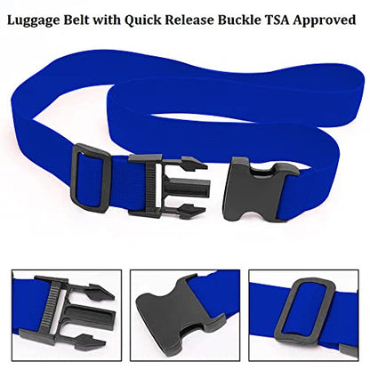 2 Pack Suitcase Straps, Bright Color Adjustable Luggage Belts, TSA Approved (Blue) - color: Blue