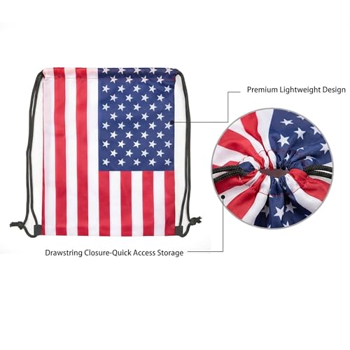 American Flag Drawstring Backpack, Lightweight Cinch String Sports Sackpack for Men & Women,pack of 2 - color: Americanflag
