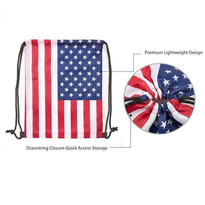 American Flag Drawstring Backpack, Lightweight Cinch String Sports Sackpack for Men & Women,pack of 2 - color: Americanflag