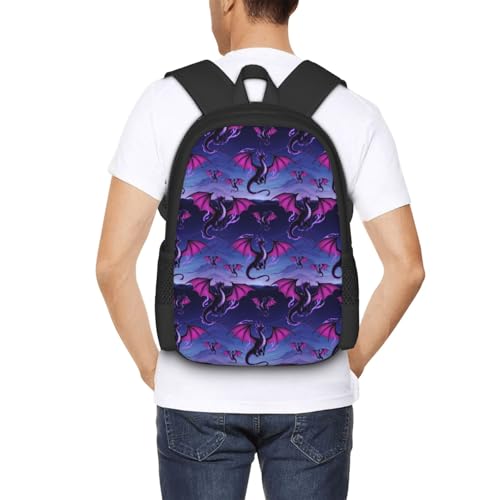 Ergonomic Padded Backpack Dragon Cartoon, Anti Theft Spacious Travel Daypack Sturdy Polyester Bag for Commute Gym Outdoor Leisure Use - color: Design (905)