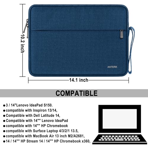 Laptop Sleeve Case 14 Inch, Water Resistant Traveling Computer Cover with Handle, Shockproof Protective Carrying Laptop Bag Compatible for 14 Inch MacBook Air/Pro, HP, Dell, Lenovo, Blue - color: Blue, size: 14 Inch