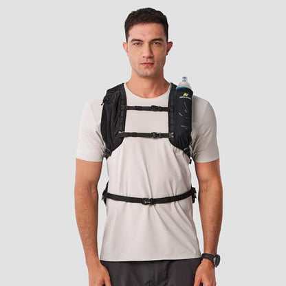N NEVO RHINO 17L Hydration Backpack with 500ml/17oz Soft Flask for Men & Women, Lightweight Hiking Backpack, Water Backpack for Hiking, Camping, Traveling - color: Black