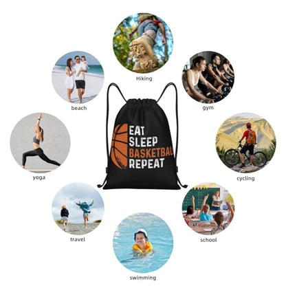 Gianlaima Eat Sleep Basketball Repeat Drawstring Bags Backpack Sport Gym Sack For Men Women - color: Black10