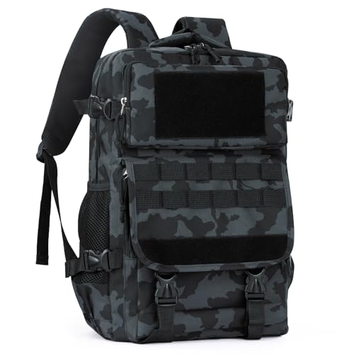 Waterproof Tactical Backpack for Men, 25L Padded Military Work Backpack with Molle System & Multipockets, Army 3 Days Assault Pack Rucksack Tactical Gear for Outdoor Working, Night Camo - color: Night Camo