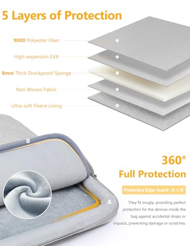 HYZUO 13 Inch Laptop Sleeve Bag Set for MacBook Air 13 M5/M4/M3/M2/M1 A3449 2026-2018, 13" MacBook Neo 2026 A3404, MacBook Pro 13 M2/M1 2026-2016, iPad Pro/Air 13, XPS 13, Surface Pro, Light Gray - color: Light Gray, size: 13 Inch
