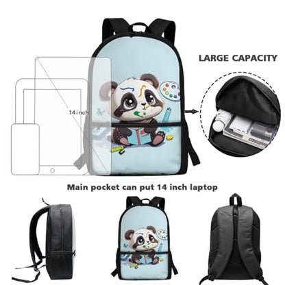 ZOUTAIRONG School Bags for Girls Boys 7-10/10-12/12-16, Cute Panda Insulated Water Bottle for Hot & Cold Drinks Casual Backpack with Side Pockets - color: Cute Panda