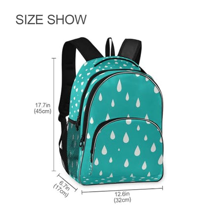 Water-Resistant Travel Raindrops Pattern Backpack - Lightweight Laptop Daypack, 15.6" Laptop Compartment, Durable Commuter Bag for Work & Outdoor#95