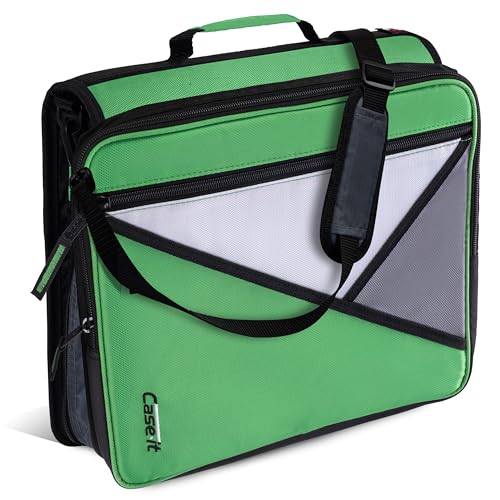 Case-it Universal Zipper Binder | 2-Inch O-Rings, 13-Inch Laptop/Tablet Padded Pocket, 400 Sheet Capacity, Multiple Storage Pockets & Shoulder Strap | School & Office Organizer | LT-007 Canopy Green - color: Canopy Green Lt-007, size: 1 Pack
