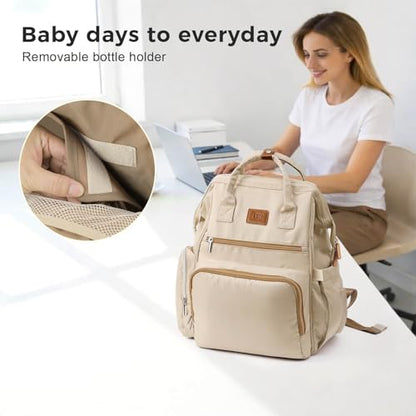 Diaper Bag Backpack, Lightweight Baby Bag with Insulated Bottle Pockets, Changing Pad, Stroller Straps and Luggage Sleeve, Unisex for Mom and Dad, 25L Brown - color: Brown, size: Large